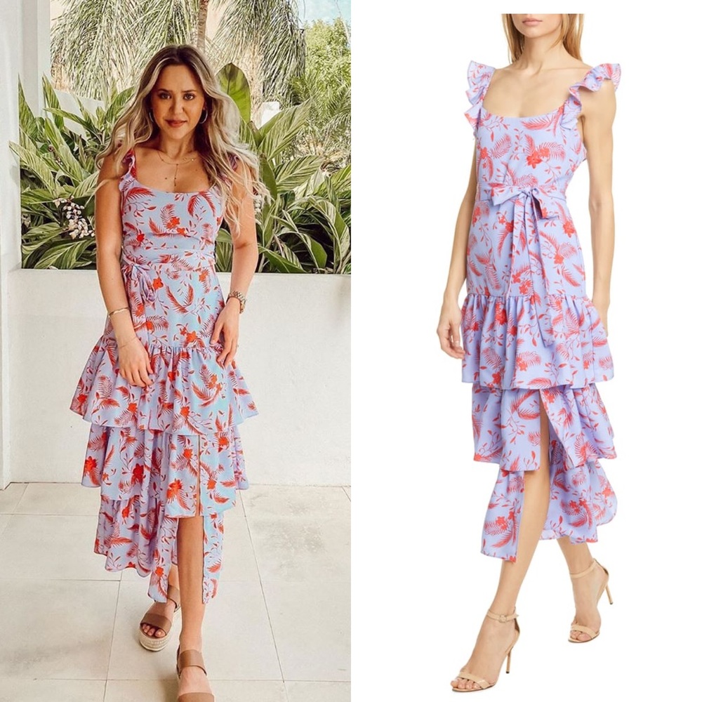 Likely Juno Ruffle Straps Tier Periwinkle Dress